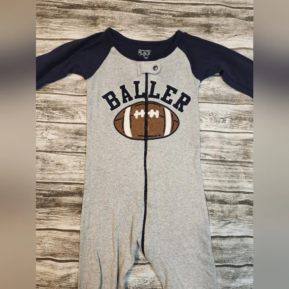 Childrens place football footie pajamas